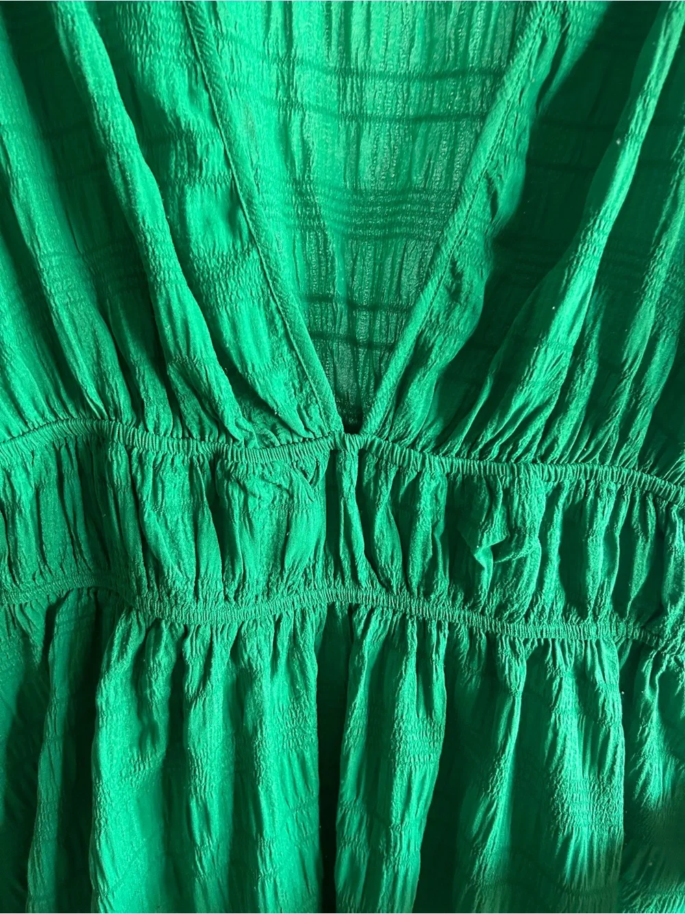 SHEIN Bright Green Puff-Sleeve V-Neck Mini Dress